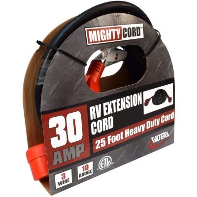 Valterra Extension Cord, Mighty Cord ™, 125 Volt Extension Cord, 3-Prong, 30 Ampere, 10 Gauge Three Wire, 25 Foot Length, Black – A10-3025EH