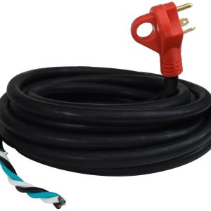Valterra Power Cord, Mighty Cord ™, Power Supply Cord, Single 3 Prong Non-Detachable End and End for Hard Wiring, 30 Amp, 25 Foot Length – A10-3025END