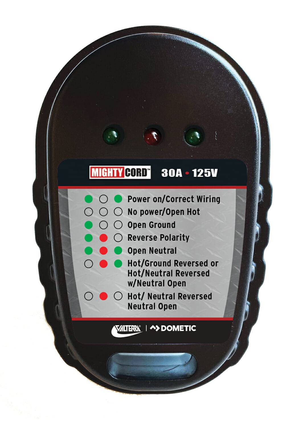 Valterra Circuit Tester, Mighty Cord ™, With Fault Indicator Lights, 30 Amp Outlet, 125 Volt AC – A10-30CTVP