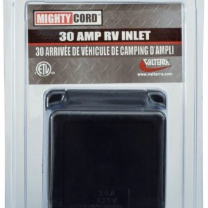 Valterra Power Inlet Port, Mighty Cord ™, Manual Power Disconnect, 30 Amp, 125 Volt AC, Black, Polyester, With Watertight Cover – A10-30INBKVP