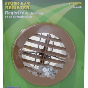 Valterra Heating/ Cooling Register, For 4 Inch Vent Hole, Round Register with Damper/ Louvers, Beige, 5-3/8 Inch Diameter – A10-3351VP