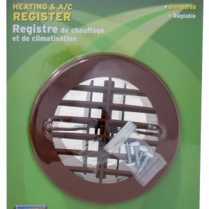 Valterra Heating/ Cooling Register, For 4 Inch Vent Hole, Round Register with Damper/ Louvers, Brown, 5-3/8 Inch Diameter – A10-3352VP