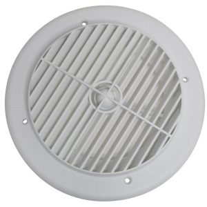 Valterra Heating/ Cooling Register, Louvered, 4 Inch Diameter, 360 Degree Rotation, White, Plastic – A10-3355VP