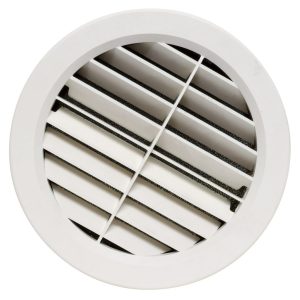 Valterra Heating/ Cooling Register, Ceiling Mount, 5 Inch Diameter, 7/8 Inch Collar, 360 Degree Rotating/ Fixed Vane Air Return, Beige – A10-3361VP