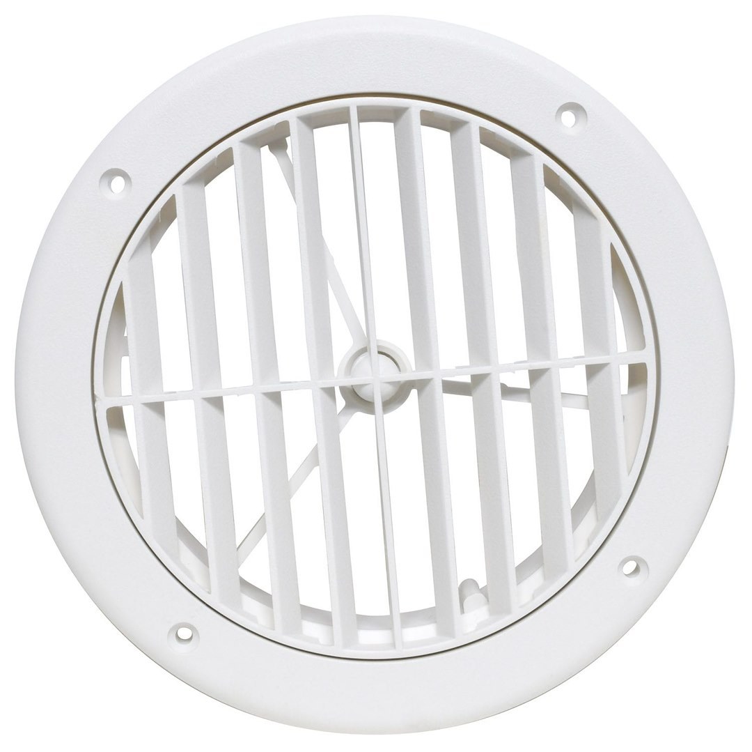 Valterra Heating/ Cooling Register, Ceiling Mount, 5 Inch Diameter, 1-1/8 Inch Collar, 360 Degree Rotating Vane Air Return, Beige – A10-3363VP