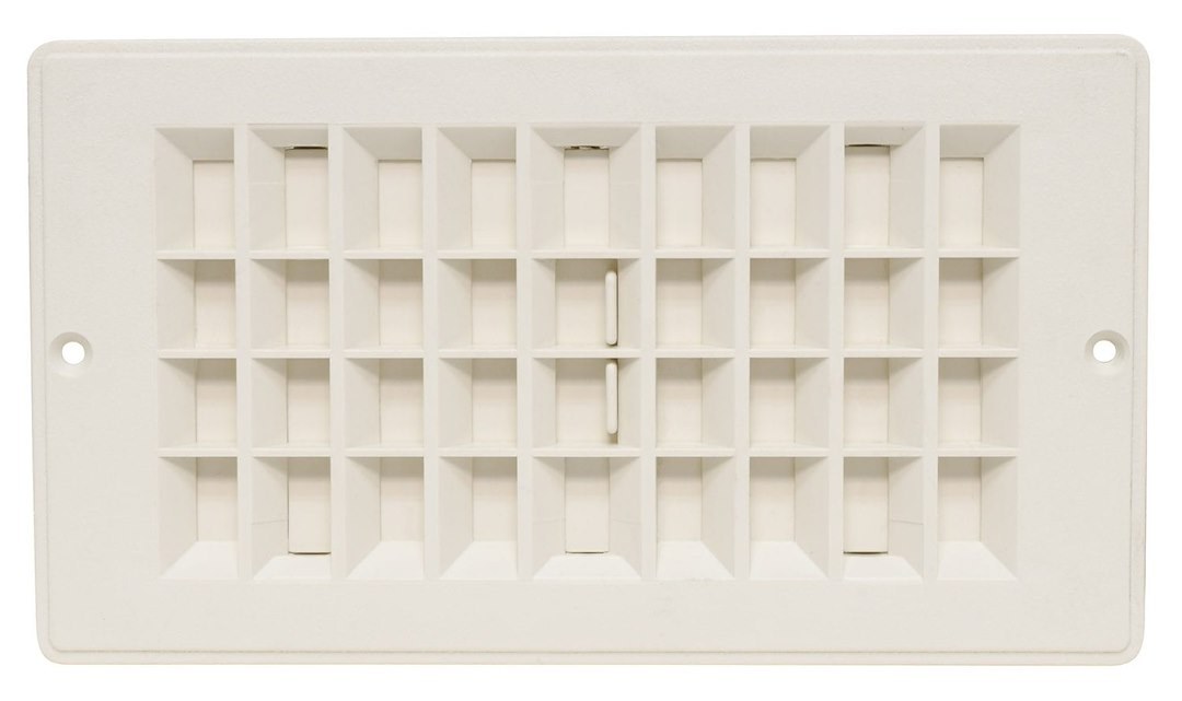 Valterra Heating/ Cooling Register, Floor Mount, 4 Inch Width X 8 Inch Length, With Damper, White – A10-3364VP
