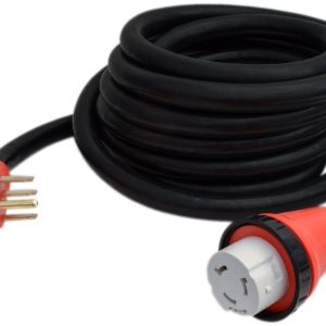 Valterra Power Cord, Mighty Cord ™, Power Supply Cord, 3 Prong, Single Detachable Outlet with Locking Ring, 50 Amp, 25 Foot Length, Black – A10-5025ED
