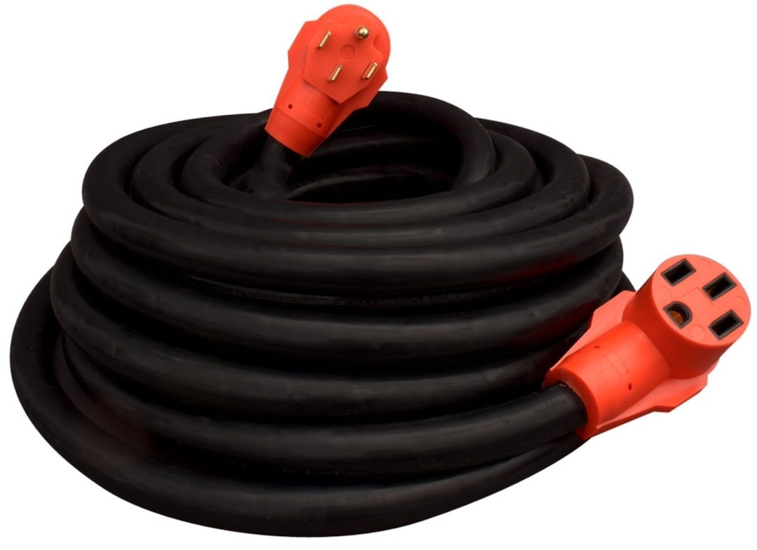 Valterra Extension Cord, Mighty Cord ™, 125/ 250 Volt Extension Cord, 4-Prong, 50 Ampere, 6 to 8 Gauge Four Wire, 50 Foot Length, Black – A10-5050EH