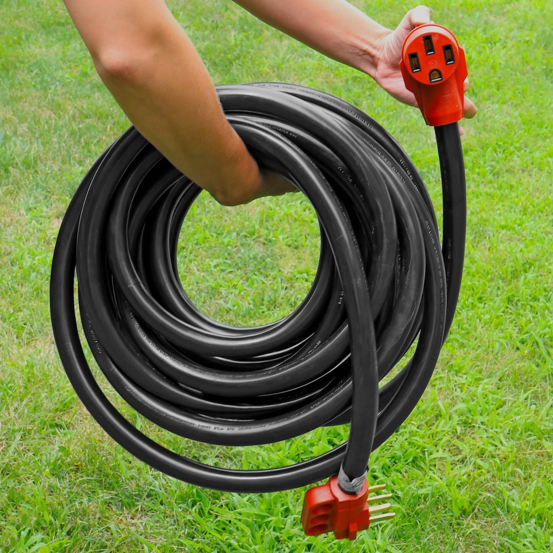 Valterra Extension Cord, Mighty Cord ™, 125/ 250 Volt Extension Cord, 4-Prong, 50 Ampere, 6 to 8 Gauge Four Wire, 50 Foot Length, Black – A10-5050EH