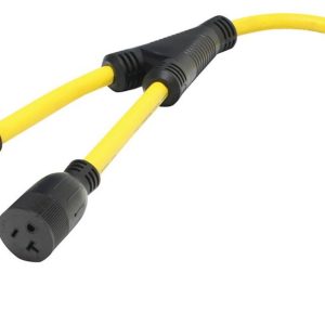 Valterra Power Cord Adapter, Mighty Cord ™, Generator Y Adapter, 3 Prong to Two 15-20 Amp Female, 30 Amp, 3 Foot Length, Non Locking – A10-G3020Y