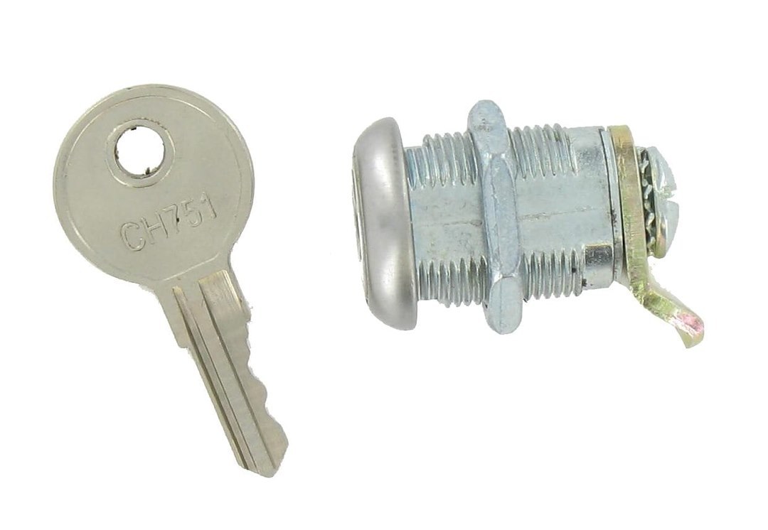 Valterra Lock Cylinder, For Baggage Compartment Doors, Keyed Cam Lock, 5/8 Inch Length, Single with One 751 Key, With Retail Package – A520VP