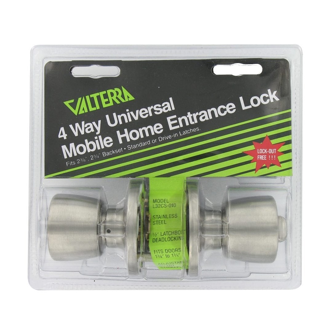 Valterra Entry Door Lock, Knob Type Handle, 4-WAY, Universal, Fits Door 1-3/8 Inch to 1-5/8 Inch Thick – L32CS010