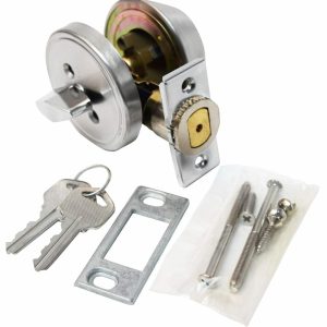 Valterra Entry Door Lock, Single Cylinder, 5/8 Inch Throw, Dead Bolt Only, Keyed Entry, Fits Door 1-3/8 Inch to 1-5/8 Inch Thick – L32CS3008