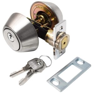 Valterra Entry Door Lock, Double Cylinder, 5/8 Inch Throw, Dead Bolt Only, Keyed Entry, Fits 2-3/8 Inch Backsets – L32CS3208