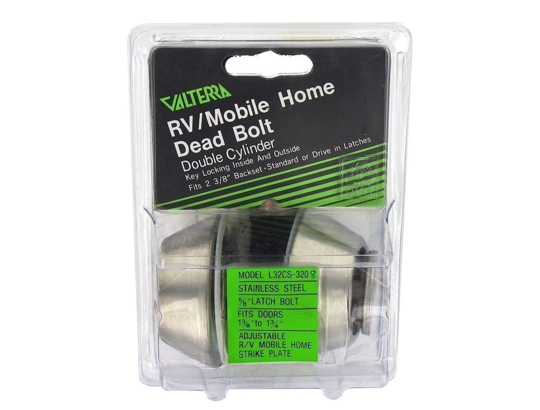 Valterra Entry Door Lock, Double Cylinder, 5/8 Inch Throw, Dead Bolt Only, Keyed Entry, Fits 2-3/8 Inch Backsets – L32CS3208