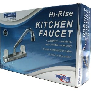 Valterra Faucet, Used for Kitchen, Single Piece 8 Inch Bar Deck Mount, 8 Inch Hi-Rise Tubular Spout, 2 Clear Crystal Acrylic Knob Handle – PF211325