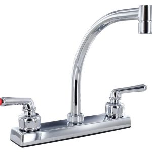 Valterra Faucet, Used for Kitchen, Single Piece 8 Inch Bar Deck Mount, 9 Inch Hi-Arc Spout, 2 Teapot Handle – PF211344