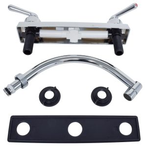 Valterra Faucet, Used for Kitchen, Single Piece 8 Inch Bar Deck Mount, 9 Inch Hi-Arc Spout, 2 Teapot Handle – PF211344