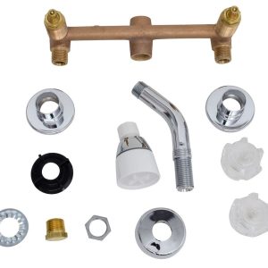 Valterra Shower Control Valve, 2 Valve, Two Piece Wall Mount, Brass Compression Valve, 8 Inch Center Distance, 2 Hole Application – PF214315