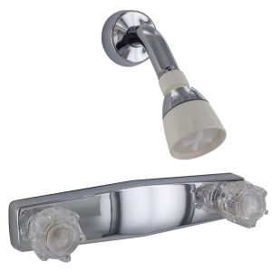 Valterra Shower Control Valve, 2 Valve, Single Piece Wall Mount, Brass Compression Valve, 8 Inch, 2 Clear Crystal Acrylic Knob Handle – PF214334