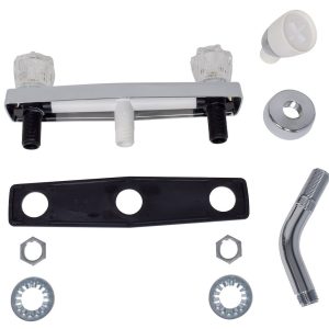 Valterra Shower Control Valve, 2 Valve, Single Piece Wall Mount, Brass Compression Valve, 8 Inch, 2 Clear Crystal Acrylic Knob Handle – PF214334