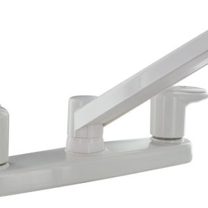 Valterra Faucet, Catalina, Used for Kitchen, Single Piece 8 Inch Deck Mount, 8 Inch D-Spout, 2 Acrylic Lever Handle – PF221201