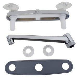 Valterra Faucet, Catalina, Used for Kitchen, Single Piece 8 Inch Deck Mount, 8 Inch D-Spout, 2 Acrylic Lever Handle – PF221301