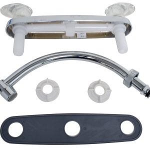 Valterra Faucet, Catalina, Used for Kitchen, Single Piece 8 Inch Deck Mount, 9 Inch Hi-Arc Spout, 2 Acrylic Lever Handle – PF221302