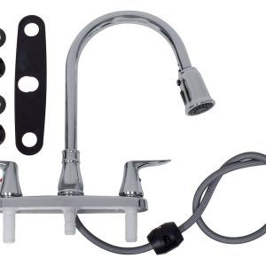 Valterra Faucet, Catalina, Used for Kitchen, Single Piece 8 Inch Deck Mount, 59 Inch Length Pull Down Spout – PF221306
