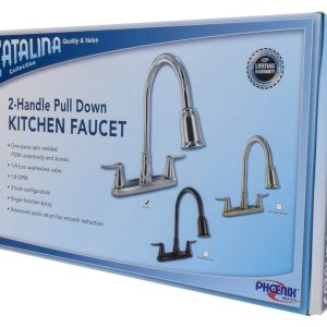 Valterra Faucet, Catalina, Used for Kitchen, Single Piece 8 Inch Deck Mount, 59 Inch Length Pull Down Spout – PF221306