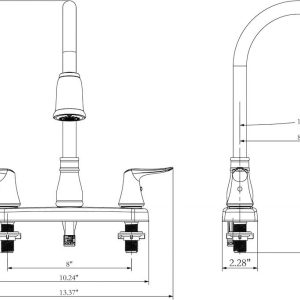 Valterra Faucet, Catalina, Used for Kitchen, Single Piece 8 Inch Deck Mount, 59 Inch Length Pull Down Spout – PF221306