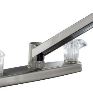 Valterra Faucet, Catalina, Used for Kitchen, Single Piece 8 Inch Deck Mount, 8 Inch D-Spout, 2 Acrylic Lever Handle – PF221401