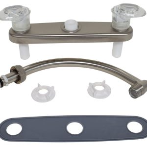 Valterra Faucet, Catalina, Used for Kitchen, Single Piece 8 Inch Deck Mount, 9 Inch Hi-Arc Spout, 2 Acrylic Lever Handle – PF221402
