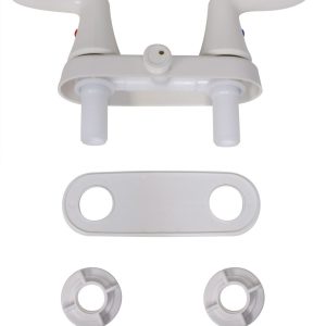 Valterra Shower Control Valve, Catalina, 2 Valve, Single Piece Wall Mount, 4 Inch, 2 Lever Handles, White, Plastic Underbody – PF223203