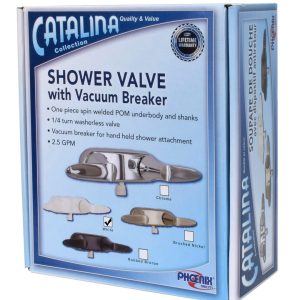 Valterra Shower Control Valve, Catalina, 2 Valve, Single Piece Wall Mount, 4 Inch, 2 Lever Handles, White, Plastic Underbody – PF223203