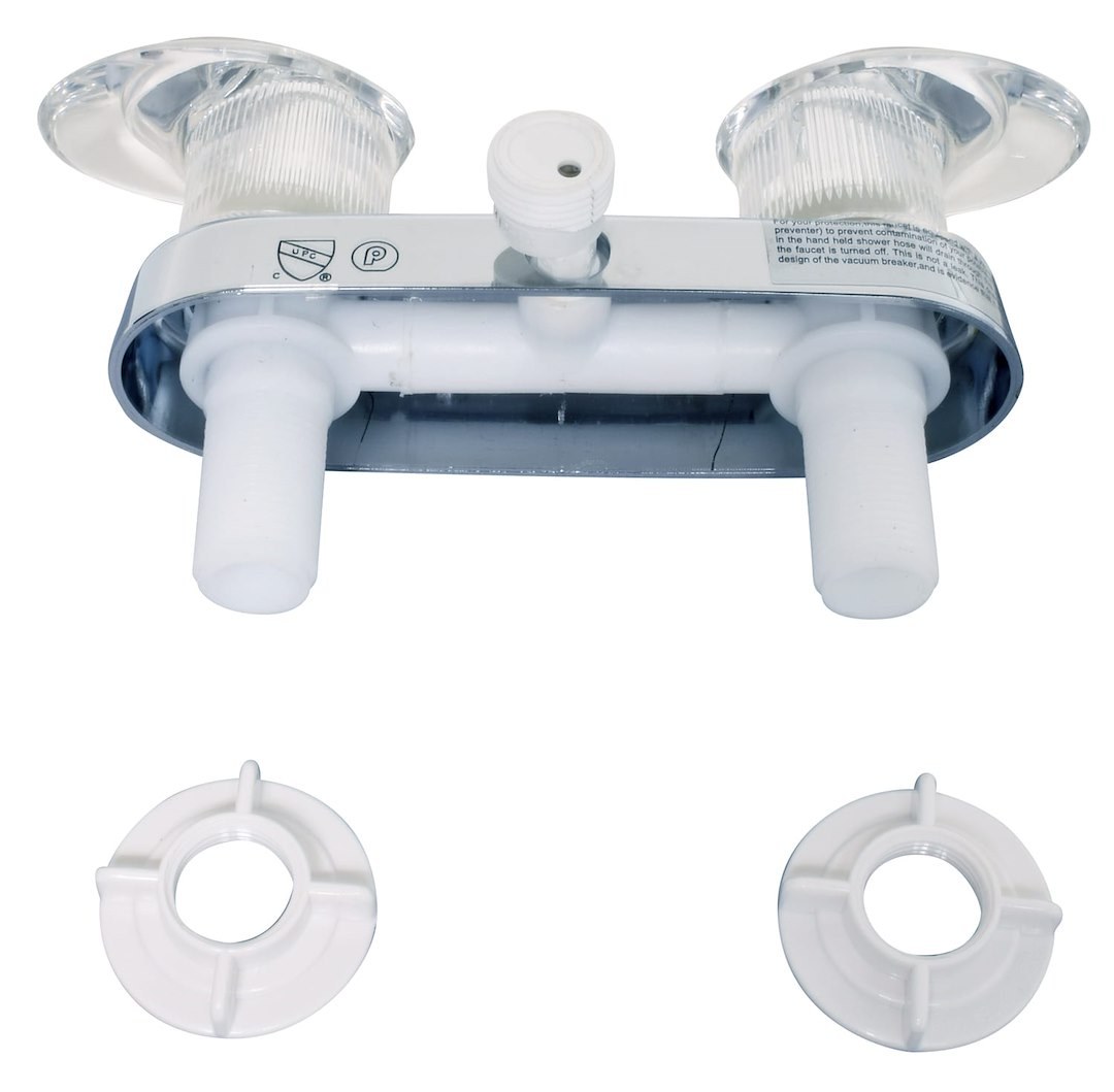 Valterra Shower Control Valve, 2 Valve, Single Piece Wall Mount, 1/4 Turn Washerless Valve, 4 Inch, 2 Acrylic Lever Handle – PF223341