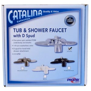 Valterra Faucet, Catalina, Used for Bathtub, Single Piece 4 Inch Wall Mount with Tub/ Shower Diverter, 2 Lever Handles – PF223362
