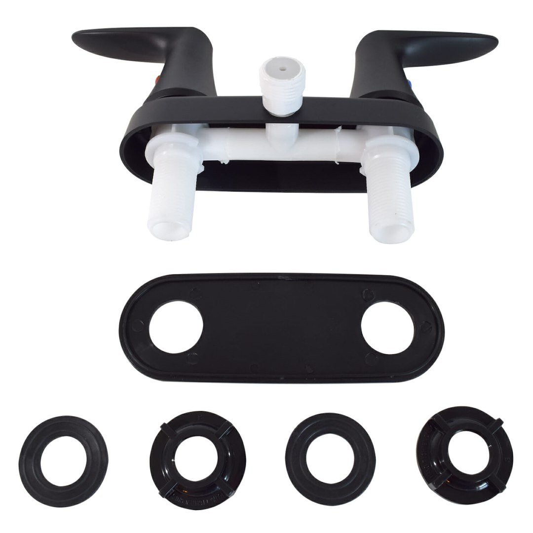 Valterra Shower Control Valve, Catalina, 2 Valve, Single Piece Wall Mount, 4 Inch, 2 Lever Handles, Matte Black, Plastic Underbody – PF223703