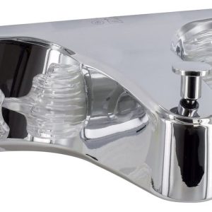 Valterra Faucet, Used for Bathtub, Single Piece 8 Inch Wall Mount with Tub/ Shower Diverter, 2 Clear Crystal Acrylic Knob Handle – PF224346