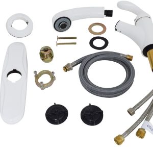 Valterra Faucet, Used for Kitchen, Single Piece 8 Inch Deck Mount, 10 Inch Pull Out Spout, Single Lever Handle – PF231241