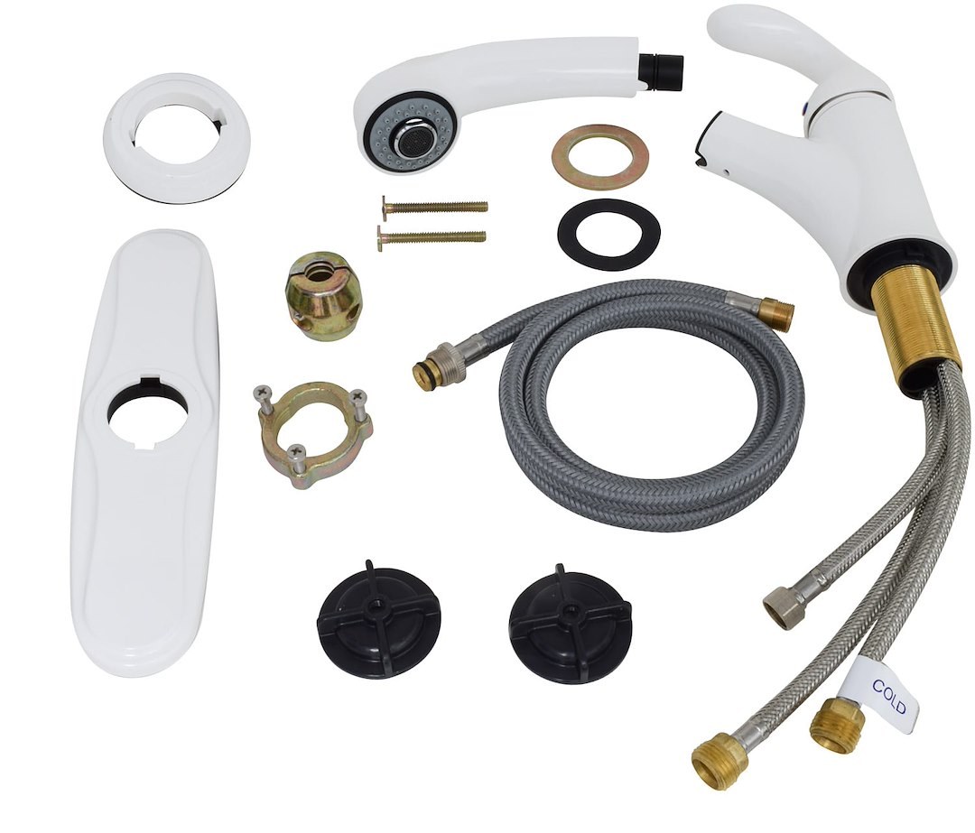 Valterra Faucet, Used for Kitchen, Single Piece 8 Inch Deck Mount, 10 Inch Pull Out Spout, Single Lever Handle – PF231241
