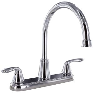 Valterra Faucet, Used for Kitchen, Single Piece 8 Inch Deck Mount, 9 Inch Hi-Arc Spout, 2 Lever Handle – PF231302