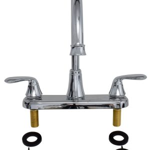 Valterra Faucet, Used for Kitchen, Single Piece 8 Inch Deck Mount, 9 Inch Hi-Arc Spout, 2 Lever Handle – PF231302