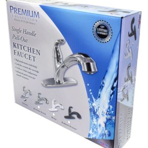 Valterra Faucet, Used for Kitchen, Single Piece 8 Inch Deck Mount, 10 Inch Pull Out Spout, Single Lever Handle – PF231341