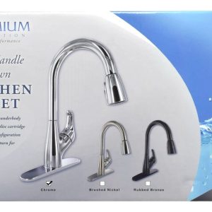 Valterra Faucet, Used for Kitchen, Single Piece 8 Inch Deck Mount, 15 Inch Pull Down Spout, Single Lever Handle – PF231361
