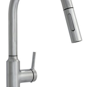 Valterra Faucet, Premium, Use for Kitchen, 8 Inch Deck Mount, Slimline Hi-Arc Spout with Pull Down Sprayer, Single Lever Handle, Chrome – PF231365
