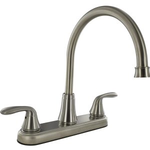 Valterra Faucet, Used for Kitchen, Single Piece 8 Inch Deck Mount, 9 Inch Hi-Arc Spout, 2 Lever Handle – PF231402
