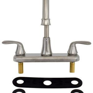 Valterra Faucet, Used for Kitchen, Single Piece 8 Inch Deck Mount, 9 Inch Hi-Arc Spout, 2 Lever Handle – PF231402