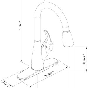 Valterra Faucet, Used for Kitchen, Single Piece 8 Inch Deck Mount, 15 Inch Pull Down Spout, Single Lever Handle – PF231461