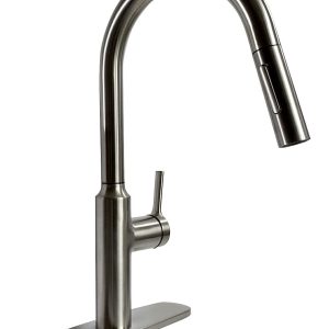 Valterra Faucet, Premium, Use for Kitchen, 8 Inch Deck Mount, Slimline Hi-Arc Spout with Pull Down Sprayer, Single Lever Handle – PF231465